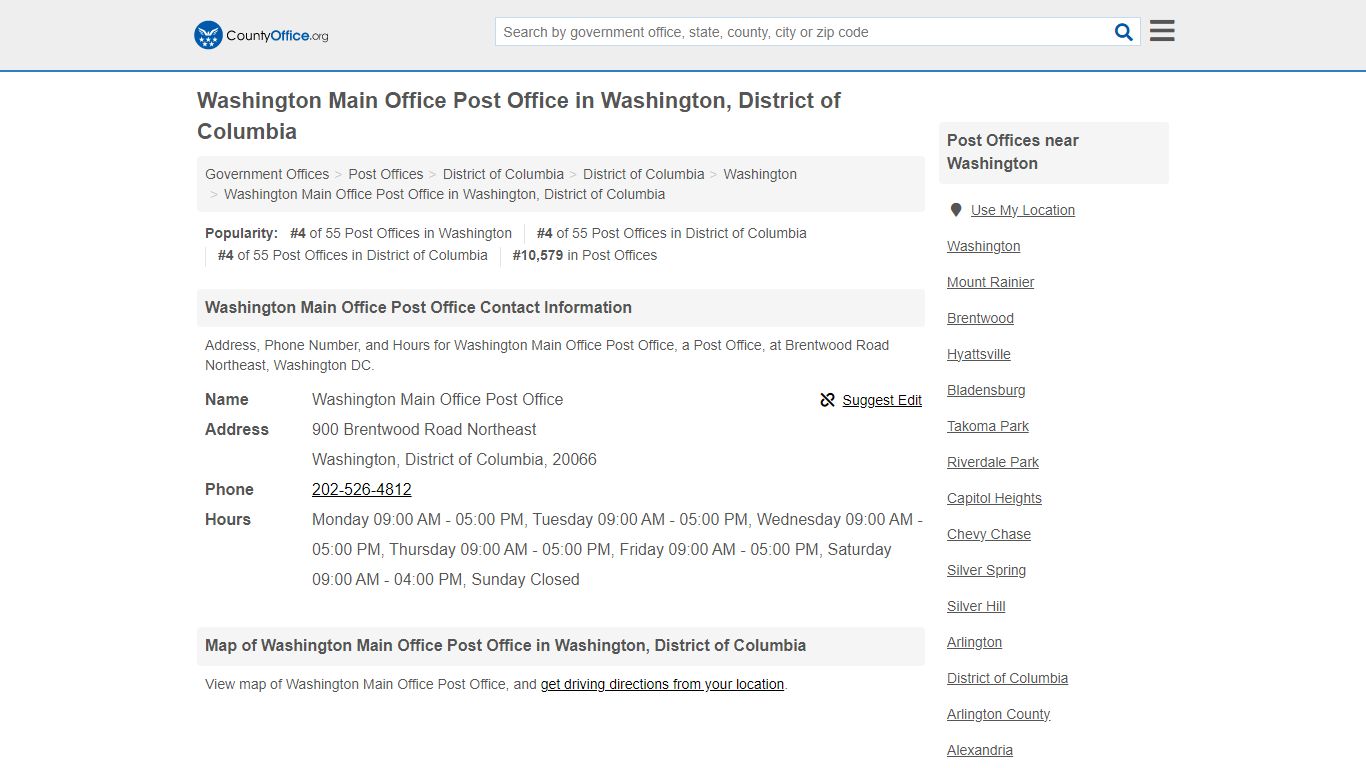 Washington Main Office Post Office - Washington, DC ... - County Office